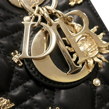 クリスチャン・ディオール Christian Dior レディディオール ブラック レザー 2WAYバッグ ゴールド金具 黒 ショルダー ハンドバッグ 星座