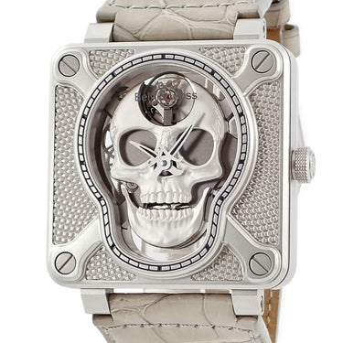 腕時計 ベル&ロス BELL&ROSS BR01 ラフィング スカル BR01-SKULL-SK-ST 手巻き メンズ ガイコツ 骸骨 スケルトン スクエア 限定