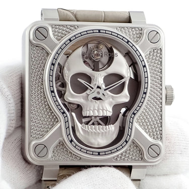 腕時計 ベル&ロス BELL&ROSS BR01 ラフィング スカル BR01-SKULL-SK-ST 手巻き メンズ ガイコツ 骸骨 スケルトン スクエア 限定