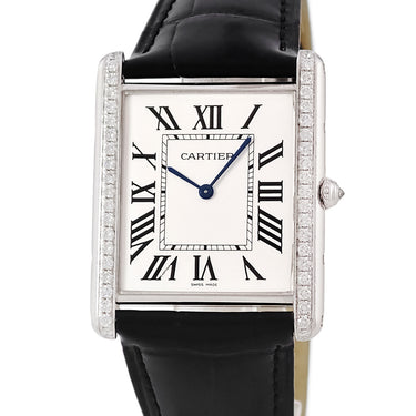 腕時計 カルティエ Cartier タンク ルイ カルティエ XL WT200006 手巻き メンズ K18WG無垢 純正ダイヤ スクエア ローマン 薄型