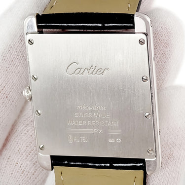 腕時計 カルティエ Cartier タンク ルイ カルティエ XL WT200006 手巻き メンズ K18WG無垢 純正ダイヤ スクエア ローマン 薄型