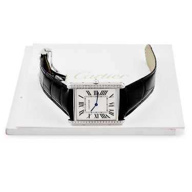 腕時計 カルティエ Cartier タンク ルイ カルティエ XL WT200006 手巻き メンズ K18WG無垢 純正ダイヤ スクエア ローマン 薄型