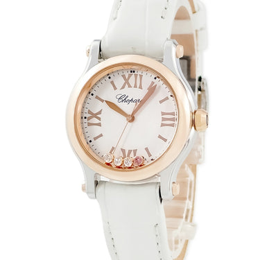 腕時計 ショパール CHOPARD ハッピースポーツ 278590-6001 クオーツ レディース K18RG×SS コンビ 純正ダイヤ&ピンクサファイア