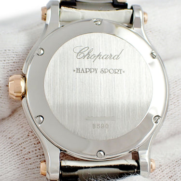 腕時計 ショパール CHOPARD ハッピースポーツ 278590-6001 クオーツ レディース K18RG×SS コンビ 純正ダイヤ&ピンクサファイア