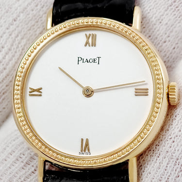 腕時計 ピアジェ PIAGET ラウンド 97119 手巻き レディース OH済 K18YG無垢 ホワイト ローマン ヴィンテージ