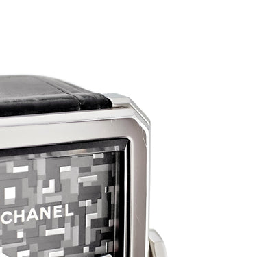 腕時計 シャネル Chanel ボーイフレンド ネオツイード ミディアム H6128 クオーツ レディース デイト グレー ブラック 限定