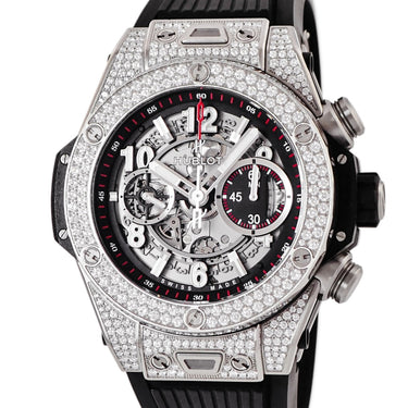 腕時計 ウブロ HUBLOT ビッグバン ウニコ チタニウム パヴェ 411.NX.1170.RX.1704 自動巻き メンズ 純正ダイヤ スケルトン