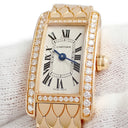 腕時計 カルティエ Cartier タンク アメリカン ミニ WB710012 クオーツ レディース K18PG無垢 純正ダイヤ ギョウシェ 青針