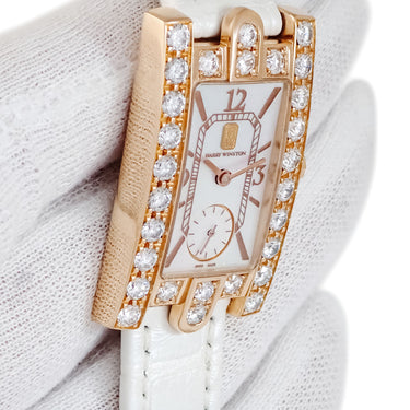腕時計 ハリーウィンストン Harry Winston レディ アヴェニュー オーロラ 310LQR クオーツ レディース K18PG無垢 ダイヤ ホワイト シェル