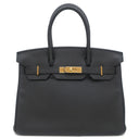 エルメス HERMES バーキン30 ブラック トゴ ハンドバッグ ゴールド金具 黒