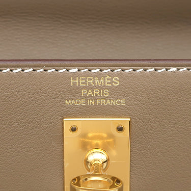 エルメス HERMES ケリー25 内縫い エトゥープ ヴォースイフト 2WAYバッグ ゴールド金具 グレージュ
