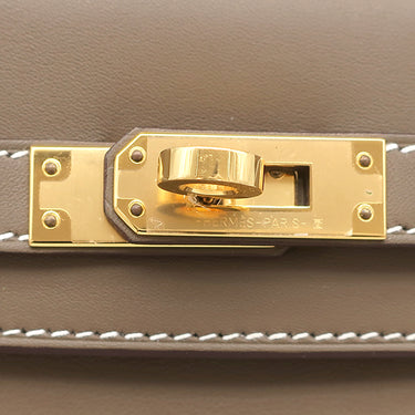 エルメス HERMES ケリー25 内縫い エトゥープ ヴォースイフト 2WAYバッグ ゴールド金具 グレージュ