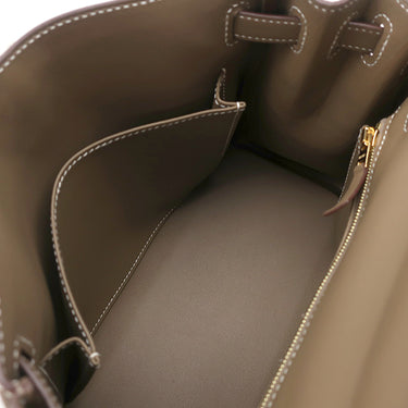 エルメス HERMES ケリー25 内縫い エトゥープ ヴォースイフト 2WAYバッグ ゴールド金具 グレージュ