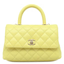 シャネル CHANEL トップハンドル フラップ バッグ A92990 ライトイエロー キャビアスキン 2WAYバッグ シャンパンゴールド金具 ココハンドル