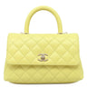 シャネル CHANEL トップハンドル フラップ バッグ A92990 ライトイエロー キャビアスキン 2WAYバッグ シャンパンゴールド金具 ココハンドル