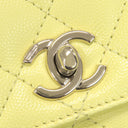 シャネル CHANEL トップハンドル フラップ バッグ A92990 ライトイエロー キャビアスキン 2WAYバッグ シャンパンゴールド金具 ココハンドル