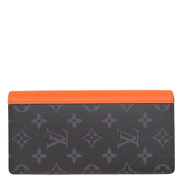 ルイヴィトン LOUIS VUITTON ポルトフォイユ ブラザ M25846 サンライズ オレンジ モノグラムエクリプス 長財布 シルバー金具 黒 二つ折り