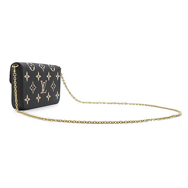ルイヴィトン LOUIS VUITTON ポシェット フェリシー M82479 ブラックベージュ モノグラムアンプラント チェーンウォレット ゴールド金具 黒