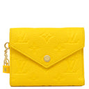 ルイヴィトン LOUIS VUITTON ポルトフォイユ ヴィクトリーヌ M14156 ギンコイエロー モノグラムアンプラント 三つ折り財布 ゴールド金具 黄色