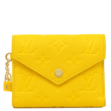 ルイヴィトン LOUIS VUITTON ポルトフォイユ ヴィクトリーヌ M14156 ギンコイエロー モノグラムアンプラント 三つ折り財布 ゴールド金具 黄色
