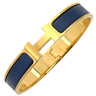エルメス Hermes クリックHH PM ネイビー×ゴールド GP エナメル ブレスレット ブルー 青 紺 Hブレス