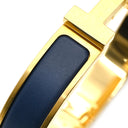 エルメス Hermes クリックHH PM ネイビー×ゴールド GP エナメル ブレスレット ブルー 青 紺 Hブレス