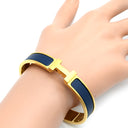 エルメス Hermes クリックHH PM ネイビー×ゴールド GP エナメル ブレスレット ブルー 青 紺 Hブレス