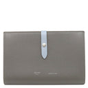 セリーヌ CELINE ストラップ ラージ マルチファンクション グレー×ブルー レザー 長財布 シルバー金具 バイカラー