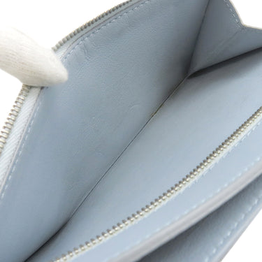 セリーヌ CELINE ストラップ ラージ マルチファンクション グレー×ブルー レザー 長財布 シルバー金具 バイカラー