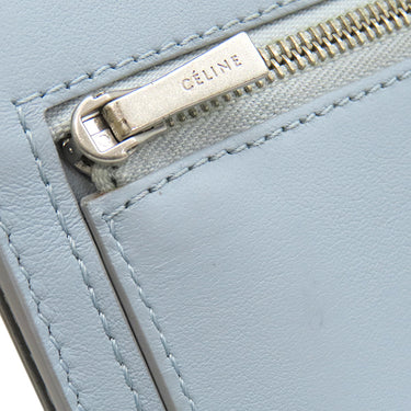 セリーヌ CELINE ストラップ ラージ マルチファンクション グレー×ブルー レザー 長財布 シルバー金具 バイカラー