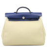 エルメス HERMES エールバッグジップMM 39 ブルーアンクル×ベージュ キャンバス トワルミリタリー ヴァッシュハンター 2WAYバッグ シルバー金具 青 ハンドバッグ ショルダー