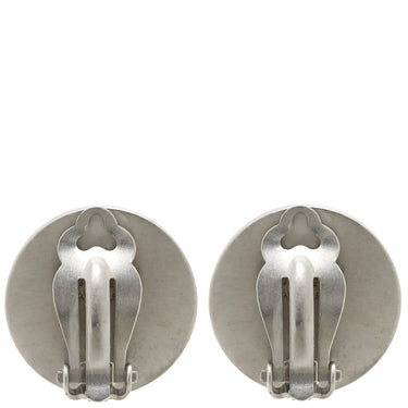 エルメス HERMES セリエ ブラックXシルバー メタル ブラックシェル イヤリング ヴィンテージ ラウンド サークル ロゴ