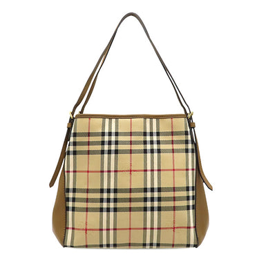 バーバリー BURBERRY ノバチェック ベージュ×ブラウン キャンバス レザー トートバッグ ゴールド金具 Horseferry Canterbury ショルダーバッグ 肩掛け