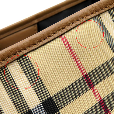 バーバリー BURBERRY ノバチェック ベージュ×ブラウン キャンバス レザー トートバッグ ゴールド金具 Horseferry Canterbury ショルダーバッグ 肩掛け