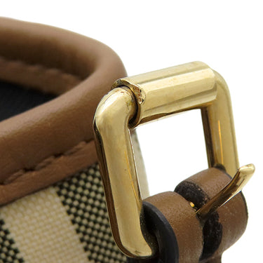 バーバリー BURBERRY ノバチェック ベージュ×ブラウン キャンバス レザー トートバッグ ゴールド金具 Horseferry Canterbury ショルダーバッグ 肩掛け