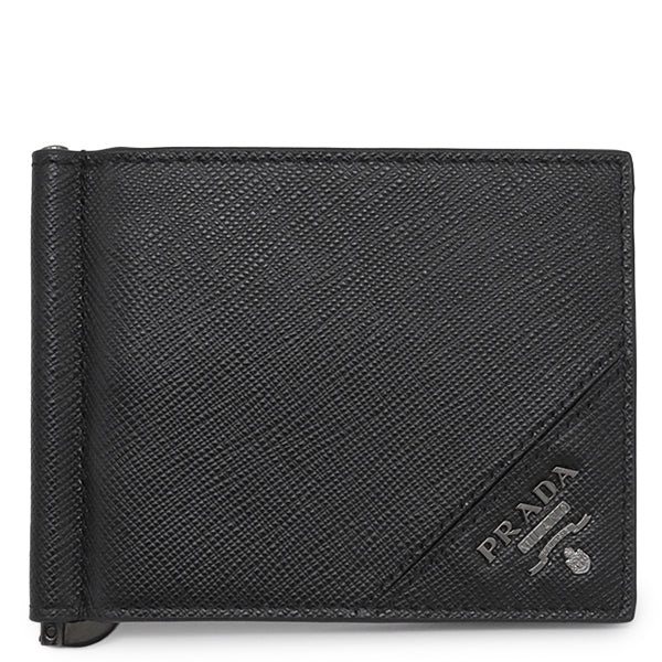 プラダ PRADA サフィアーノ マネークリップ付き 2MN077 NERO メタル