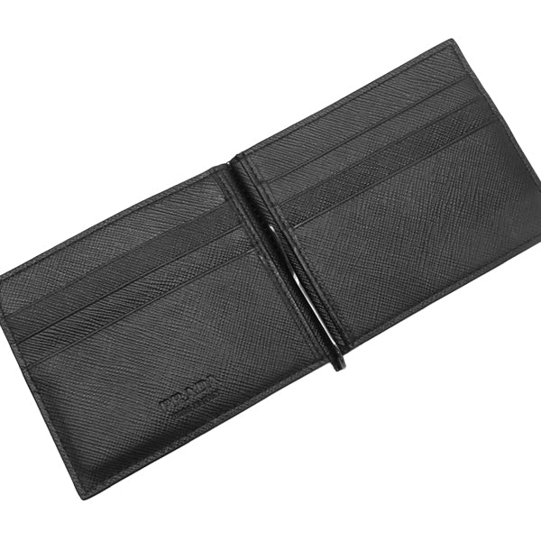プラダ PRADA サフィアーノ マネークリップ付き 2MN077 NERO メタル