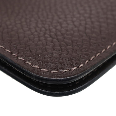 エルメス HERMES ドゴン カードケース チェーン付き エベンヌ トゴ カードケース ゴールド金具 茶 カード入れ 名刺入れ コインケース