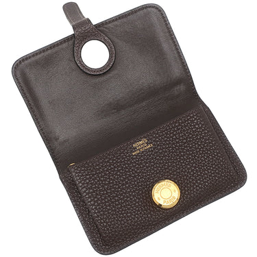 エルメス HERMES ドゴン カードケース チェーン付き エベンヌ トゴ カードケース ゴールド金具 茶 カード入れ 名刺入れ コインケース