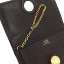 エルメス HERMES ドゴン カードケース チェーン付き エベンヌ トゴ カードケース ゴールド金具 茶 カード入れ 名刺入れ コインケース