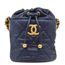 シャネル Chanel マトラッセ ミニ バケットバッグ ネイビー キャビアスキン ショルダーバッグ ヴィンテージ金具 ココマーク