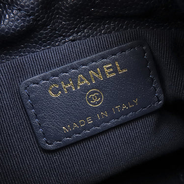 シャネル Chanel マトラッセ ミニ バケットバッグ ネイビー キャビアスキン ショルダーバッグ ヴィンテージ金具 ココマーク