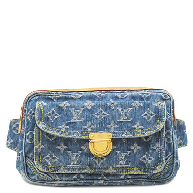 ルイヴィトン LOUIS VUITTON バムバッグ M95347 ブルー モノグラムデニム ボディバッグ ゴールド金具 青 デニム