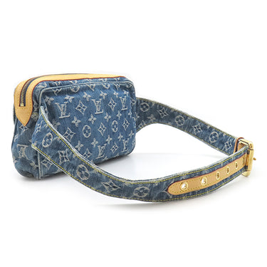 ルイヴィトン LOUIS VUITTON バムバッグ M95347 ブルー モノグラムデニム ボディバッグ ゴールド金具 青 デニム
