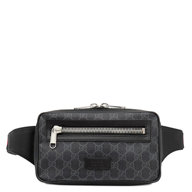 グッチ GUCCI ソフト ベルトバッグ 474293 ブラック GGスプリームキャンバス ボディバッグ シルバー金具 ウェブ ウエストバッグ
