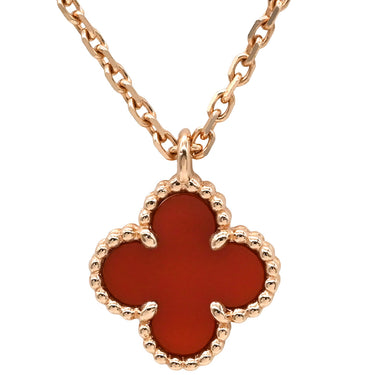 ヴァンクリーフアーペル Van Cleef & Arpels スウィート アルハンブラ ペンダント VCARN59M00 レッドXローズゴールド K18PG カーネリアン ネックレス ピンクゴールド 赤 750 18K
