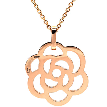 シャネル Chanel カメリア ミディアム パヴェ ダイヤモンド ペンダント ピンクゴールド K18PG ダイヤモンド ネックレス Au750 18K PG