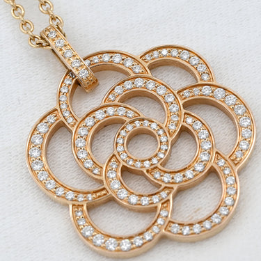 シャネル Chanel カメリア ミディアム パヴェ ダイヤモンド ペンダント ピンクゴールド K18PG ダイヤモンド ネックレス Au750 18K PG
