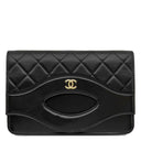 シャネル Chanel マトラッセ チェーンウォレット AP2703 ブラック カーフ チェーンウォレット シャンパンゴールド金具 黒