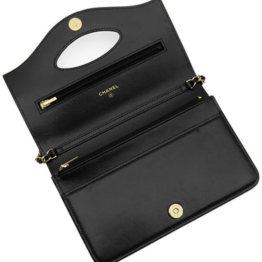 シャネル Chanel マトラッセ チェーンウォレット AP2703 ブラック カーフ チェーンウォレット シャンパンゴールド金具 黒